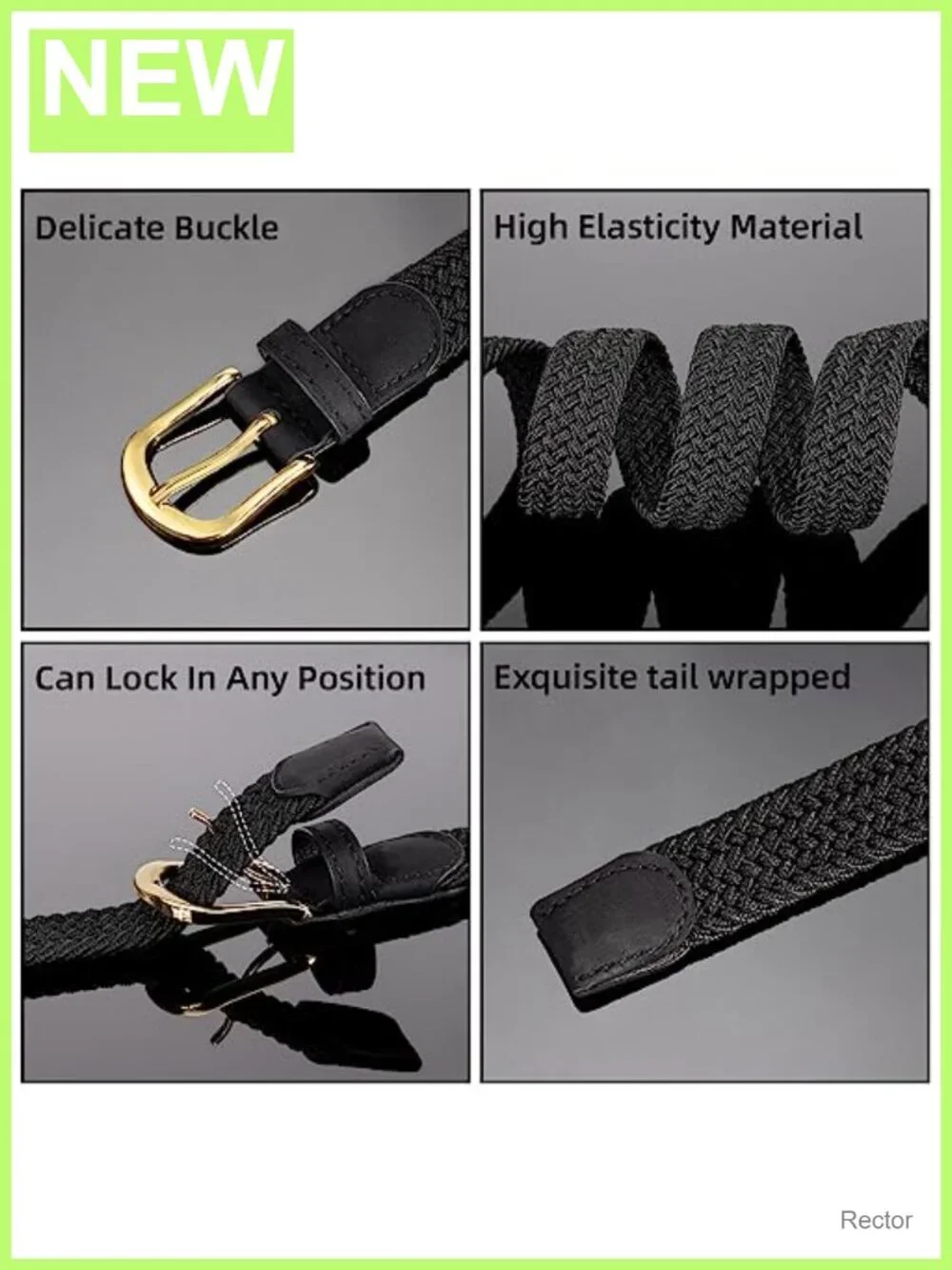 2 Pack Elastic Woven Stretch Belt for Women, Braided PU Leather Belt